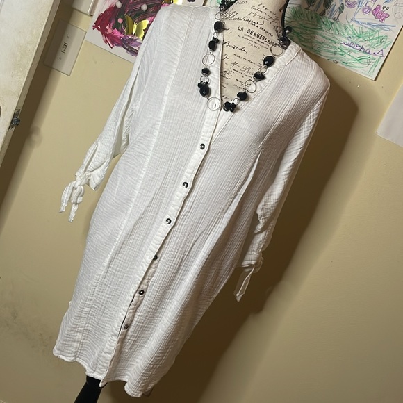 Splendid Maya Gauze Beachy Style Dress, Tie Sleeve - Picture 2 of 6
